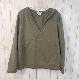 Motherhood Maternity Women's Olive Green Nursing Hoodie Soft Cotton Blend Size L